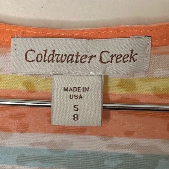 Coldwater Creek Striped Burnout Cap Sleeve Shirt - Picture 4 of 5